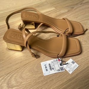 Zara gold block sandals